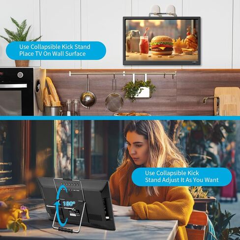 Feihe 15.6 inch Small Kitchen TV with ATSC Tuner/HDMI/USB/AV, Built-in TV Steel Stand and Remote Control for Bedroom,RV,Camping,Outdoor or Office in Saudi Arabia