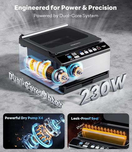 DualCore CVS101 Chamber Vacuum Sealer for Liquids & Sous Vide, 6L Dual Vacuum Zones & Extra-Wide Bag Clamp, 230W Dual-Core Dry Pump x4, Commercial-Grade Food Packaging Machine for Home Use in Saudi Arabia