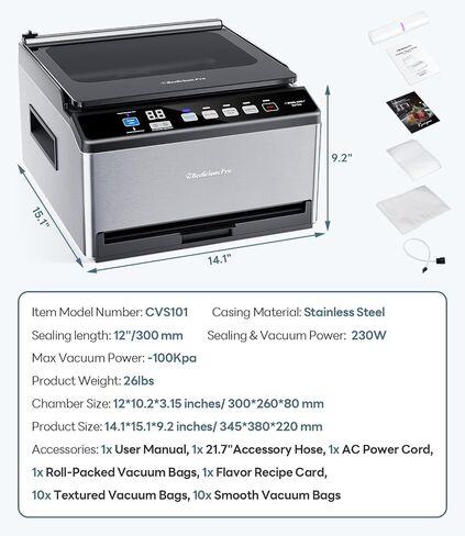 DualCore CVS101 Chamber Vacuum Sealer for Liquids & Sous Vide, 6L Dual Vacuum Zones & Extra-Wide Bag Clamp, 230W Dual-Core Dry Pump x4, Commercial-Grade Food Packaging Machine for Home Use in Saudi Arabia