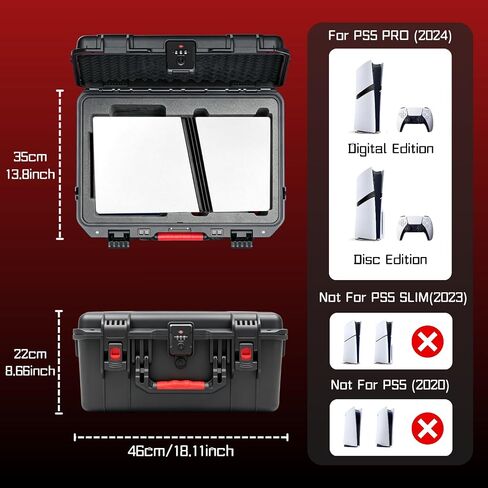 Luck&Link Hard Shell Travel Case Compatible with PlayStation 5 Pro Console, Controllers & Accessories – Waterproof PS5 Pro Carrying Case with Customized Foam & Combination Lock, Fits Digital & Disc in Saudi Arabia