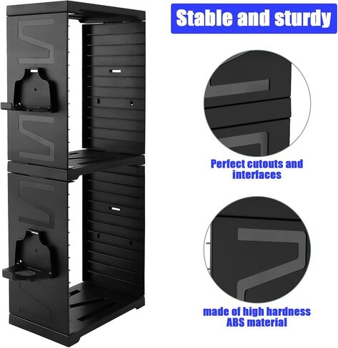 SIKEMAY Game Storage Tower for PS5/PS4/Xbox Series S & X - Universal Video Game Disc Organizer with 24 PCS Holders, 4 Controller Slots & Stand Rack Accessories - Black in Saudi Arabia