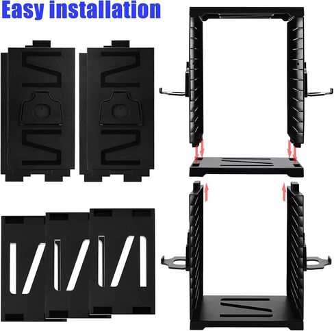 SIKEMAY Game Storage Tower for PS5/PS4/Xbox Series S & X - Universal Video Game Disc Organizer with 24 PCS Holders, 4 Controller Slots & Stand Rack Accessories - Black in Saudi Arabia
