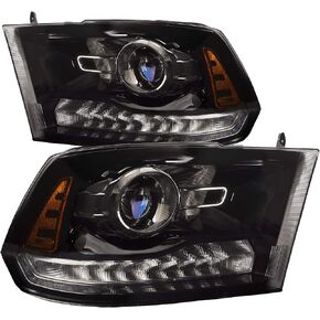 المصابيح الأمامية لجهاز العرض هالوجين أسود من PERDE مع عدسة أداء LED DRL متوافقة مع Ram 1500 2500 3500 2013-2022 تتضمن مصابيح أمامية للسائق الأيسر والراكب الأيمن in Kuwait