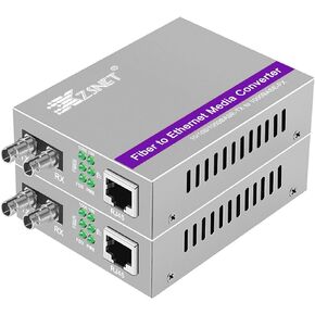 A Pair of Gigabit ST to RJ45 Converter, Single-Mode Fiber to Ethernet Media Converter (Built-in Module, 1310nm, 20km), Plug & Play, 10/100/1000 Base-T Compatible, Auto-Negotiation, Jumbo Frame in Saudi Arabia