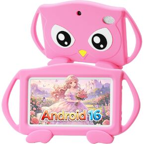 Trayoo Kids Tablet, Android 16 7'' Toddler Tablet for Kids with 4GB RAM 32GB ROM, Parent Control, Pre-Installed Offline Educational Contents, Shock-Proof Case (Pink) in Saudi Arabia