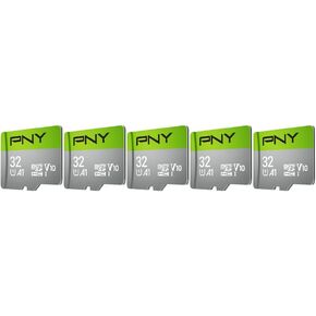 PNY 32GB Class 10 U1 V10 A1 microSDHC™ Flash Memory Card – Quick Read Speeds, UHS-I, Continuous Full HD Photo, HD Video, Fast Everyday Performance, for Tablets, Drones, Cameras, 5-Pack in Saudi Arabia