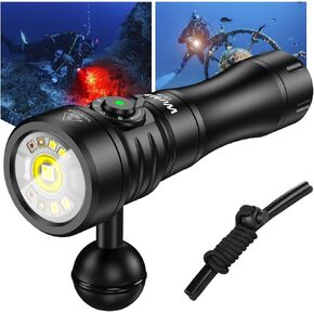 Wurkkos DL08 Scuba Diving Underwater Video Light with Infinite Dimming | Rechargeable,Red+UV Dual Light,IPX8 Underwater ,274M Long Beam, CRI90 , 5000mAh Battery,Night Diving in Kuwait
