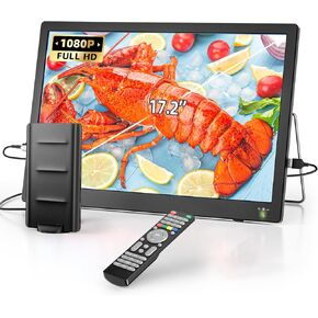 NORTHING 17.2" Portable TV with Antenna, 7000mAH Built-in Powered TV | Support USB/HDMI/AV Input, 12V Small TV for Camping Kitchen Bedroom Patio RV Car Power Outage in Saudi Arabia