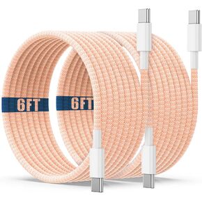 USB C to C Charging Cable 6ft, 60W Fast Type C to C Charger Cord Long for Apple iPhone 17 Pro Max/17 Air/16 Pro Max/15 Plus, MacBook Pro 2021/2020/2019,iPad 12.9/11 inch/Mini/Air 5/4,Samsung Galaxy in Saudi Arabia