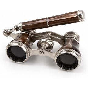 Antique Opera Glasses Coffee Finish Decorative Collectible Vintage Model with Telescopic Handle for Display Home Office Stage Themed Decor - Ecru in Kuwait