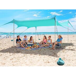 Beach Tent Shade Canopy, 14 x 11FT Oversized Beach Canopy with 8 Sandbags, UPF 50+ Protection Outdoor Beach Tent Sun Shelter for Camping Trips, Fishing, Backyard - Superior Wind Resistance in Saudi Arabia