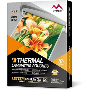 أوراق تصفيح حرارية من Everest، 110 حزمة، 8.9 × 11.4 بوصة، سمك 3 مل (80 ميكروفون)، أكياس تصفيح بحجم Letter للاستخدام مع جهاز تغليف، شفاف in Kuwait