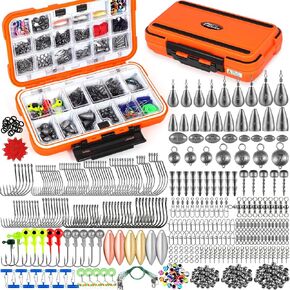 472PCS Fishing Accessories Kit, Waterproof Tackle Box with Tackle Included, Fishing Gifts for Men Included Hooks, Weights, Pliers,Fishing Gear and Equipment for Bass Trout in Kuwait