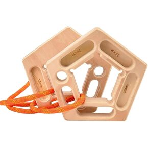 Wooden Climbing Hangboard - 2-Pack, Portable 7-Grip Trainer | 7.9" portable wooden fingerboard with 10-25mm grip slots. 7 grips, includes hanging rope. (2-Pack). in Saudi Arabia