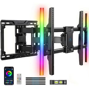 PERLESMITH Full Motion TV Wall Mount with LED Light for 37–86 inch TVs | Backlit TV Mount Bracket with Music Sync, Extension Swivel Tilt level, Max VESA 600x400mm, Fits 16"/12" Wood Studs in Kuwait