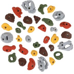 Atomik Rock Climbing Holds Set of 35 Bolt-On Rock-Like Pinches, Pockets, Slopers, Jugs, and Footholds in Assorted Earth Tones in Saudi Arabia