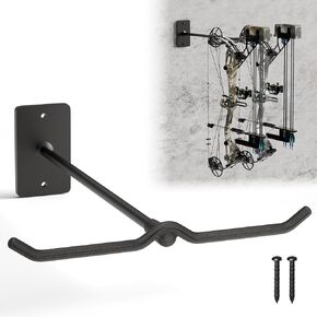 Compound Bow Hanger for Wall - Heavy Duty Steel Compound Bow Holder, Recurve Bow Wall Mount with Durable Composite Padding, Bow Hanger Display for 2 Bows, Vertical Storage Bow Hangers for Wall in Saudi Arabia