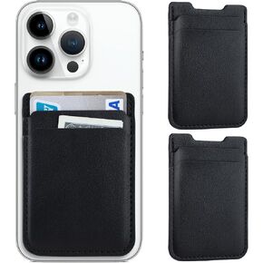 Fulgamo Phone Wallet Stick on,Card Holder for Phone Case,Phone Card Holder | 2Pack,Leather,Self Adhesive Sticker,Double Pocket,Sticky,Back of Cell Phone,Credit ID Card Pouch,For iPhone Samsung Galaxy in Saudi Arabia