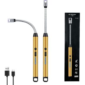 2 PCS Candle Lighter, 360° Flexible Neck Electric lighters Long stem, Black | Arc Windproof Flameless, Prevent accidental touch, automatically cut off power, Plasma arc, for BBQ, Grill, Camping in Saudi Arabia
