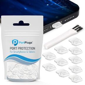 USB C Dust Plugs 10 Pack with Easy Grip Tabs and Cleaning Brush, Black | Easy grip pull tabs, case friendly fit, helps block dust and lint, durable flexible construction, quick removal in Kuwait