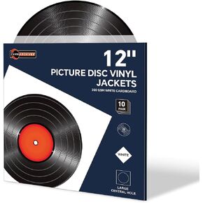 12" Black Vinyl Record Jackets, No Center Hole, 350gsm, 20 Pack | Thick cardboard sleeves, Blank LP covers for 33 RPM records, Sturdy storage & protection, Fits standard 12" vinyl in Saudi Arabia