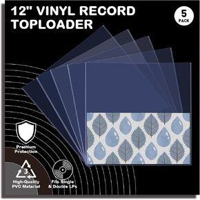 Vinyl Record Toploader, 7mm(1/4") Rigid PVC for 12" LPs, 5PCS | Clear rigid PVC, fits 12" LP albums, storage & display, dust & scratch resistant, for inner sleeves in Saudi Arabia