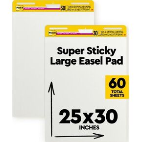 Post-it Super Sticky Easel Pad, 25 x 30 in, White, 2 Pads | Premium Self Stick Flip Chart Paper, Anchor Chart, Office Supplies & School Supplies, Great for Teachers and Students in Kuwait