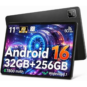 2026 Android 16 Tablet 11inch, 32GB +256GB +1TB Expand, 7800mAh Large Battery, Penta-Core CPU, Wi-Fi 6, HD IPS Touchscreen Display, Dual Camera, Black in Saudi Arabia