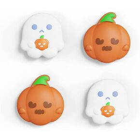 PlayVital Halloween Joystick Caps for Nintendo Switch, Thumbstick Grips for Switch Lite, Analog Cover for OLED Joycon Thumb Grip Caps - Spooky Ghost with Pumpkin in Saudi Arabia