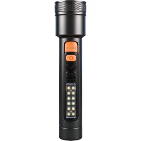 VAVOFO Rechargeable LED Flashlight with Side Work Light, 4 Modes Zoomable Flashlight, 4000mAh USB-C Charging Waterproof Handheld Flashlight for Camping, Hiking, Emergency, Home Use, Gray & Orange in Saudi Arabia