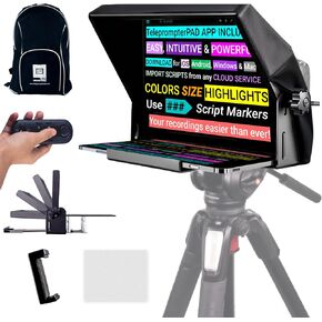 iLight PRO 12" Autocue teleprompter iPad Tablet - Kit teleprompter for Video with Remote Control, APP & Carry Bag, Beam Splitter Prompter DSLR, iPhone, APP for Apple Android Mac Win in Saudi Arabia