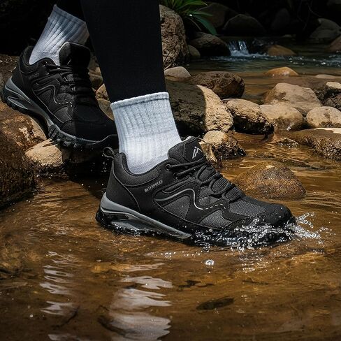 CC-Los Women's Waterproof Lightweight Hiking Shoes Non-Slip Outdoor Walking Black Wide 7 in Saudi Arabia