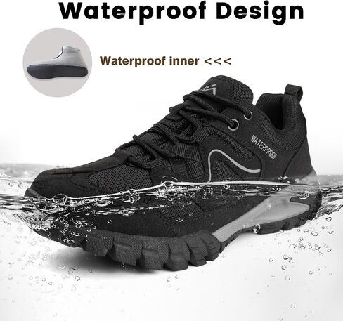 CC-Los Women's Waterproof Lightweight Hiking Shoes Non-Slip Outdoor Walking Black Wide 7 in Saudi Arabia