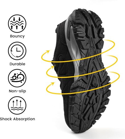 CC-Los Women's Waterproof Lightweight Hiking Shoes Non-Slip Outdoor Walking Black Wide 7 in Saudi Arabia