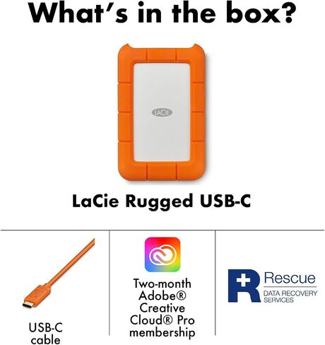 LaCie Rugged USB-C 2TB External Hard Drive Portable HDD, USB 3.0 Compatible, Drop Shock Dust Rain Resistant, for Mac and PC | Mac, PC in Saudi Arabia