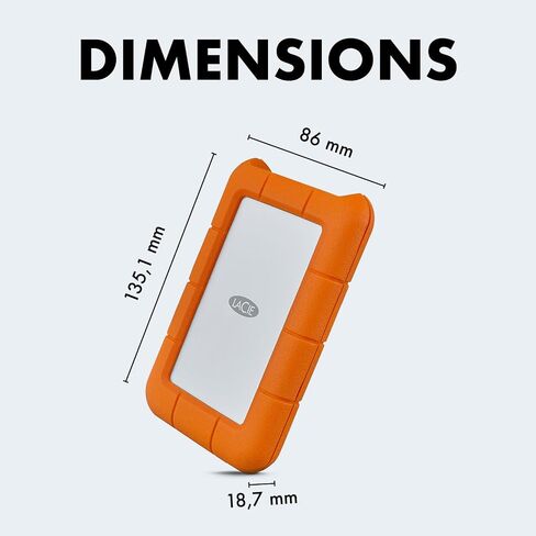 LaCie Rugged USB-C 2TB External Hard Drive Portable HDD, USB 3.0 Compatible, Drop Shock Dust Rain Resistant, for Mac and PC | Mac, PC in Saudi Arabia