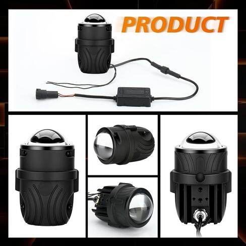 2.0 Inch Circular Projector Lenses Lamp for Honda Accord 3.0 CG1 1998-2002 | Pair w/Bulb + Switch Harness - Driver and Passenger Side, IP68 Waterproof in Kuwait