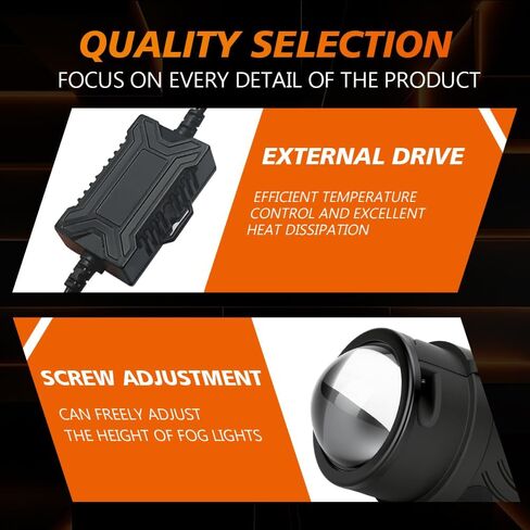 2.0 In Projector Lenses Driving Lamp for Honda Civic 2006-2008, Dual Beam | Circular Lamp, Tri-color Switchable, 3000K/4300K/6000K, Over 50000hrs Lifespan, Easy Installation in Kuwait