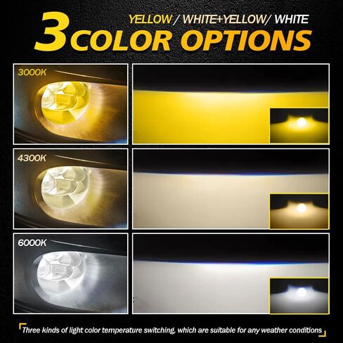 2.0 In Projector Lenses Driving Lamp for Honda Civic 2006-2008, Dual Beam | Circular Lamp, Tri-color Switchable, 3000K/4300K/6000K, Over 50000hrs Lifespan, Easy Installation in Kuwait