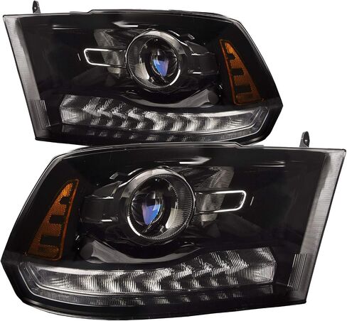 المصابيح الأمامية لجهاز العرض هالوجين أسود من PERDE مع عدسة أداء LED DRL متوافقة مع Ram 1500 2500 3500 2013-2022 تتضمن مصابيح أمامية للسائق الأيسر والراكب الأيمن in Kuwait