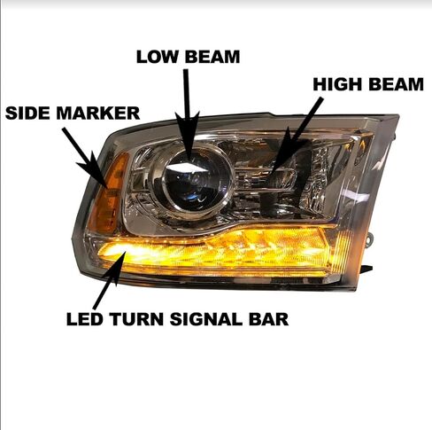 المصابيح الأمامية لجهاز العرض هالوجين أسود من PERDE مع عدسة أداء LED DRL متوافقة مع Ram 1500 2500 3500 2013-2022 تتضمن مصابيح أمامية للسائق الأيسر والراكب الأيمن in Kuwait