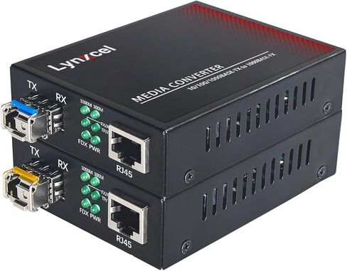 Gigabit Singlemode BIDI Fiber Ethernet Media Converter, Single LC | 10/100/1000Base-TX to 1000Base-FX SFP to RJ45 Converter, with 1.25G SFP Bidi SMF LC Modules, 1310/1550nm, up to 20km, 1 Pair in Saudi Arabia