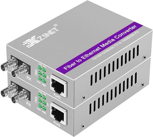 A Pair of Gigabit ST to RJ45 Converter, Single-Mode Fiber to Ethernet Media Converter (Built-in Module, 1310nm, 20km), Plug & Play, 10/100/1000 Base-T Compatible, Auto-Negotiation, Jumbo Frame in Saudi Arabia