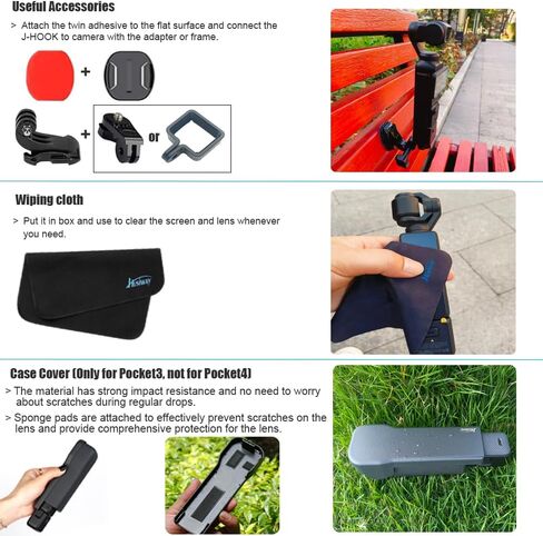 Accessories Kit for DJI Osmo Pocket 3/4 Creator Combo Case Magnetic Bracket Mount Selfie Stick Tripod Glass Screen Protector Suction Cup Chest Head Strap Backpack Clip Bundle for Pocket3 Pocket4 58E in Saudi Arabia