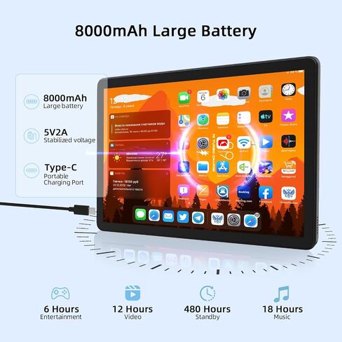 جهاز لوحي Android 16 مع Gemini AI، أجهزة لوحية مقاس 11 بوصة مع معالج ثماني النواة، ذاكرة وصول عشوائي 32 جيجابايت، ذاكرة تخزين داخلية 128 جيجابايت، 2 تيرابايت توسيع، 16 ميجابكسل + 8 ميجابكسل، شاشة IPS HD 1920 × 1200، Widevine L1، بطارية 8000 مللي أمبير في  in Kuwait