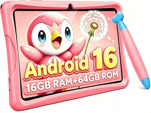 2026 Upgraded TABWEE Kids Tablet 10 Inch, Latest Android 16 Tablet for Kids Ages 6-12, 16GB RAM 64GB ROM (Expandable 2TB), HD Eye-Care Display, Parental Control, WiFi, Kid-Proof Case & Stylus Included in Kuwait