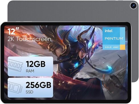 2-in-1 Laptop Computer, 12GB RAM 256GB SSD, 12" 2K Touchscreen | Pentium 6500Y Processor, Tablet PC with Keyboard, Metal Body, WiFi5/BT5.0, Full USB-C, For Home, Office & Student Use in Saudi Arabia