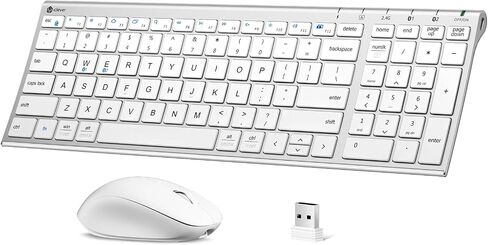 iClever DK05 Bluetooth Wireless Keyboard and Mouse Combo, Space Gray | Dual Bluetooth & 2.4G Modes, Slim Wireless Keyboard Mouse with Numeric Keypad, Quiet Typing, Rechargeable, for Windows & Mac in Saudi Arabia