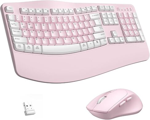 Wireless Keyboard and Mouse Combo,2.4G Full Size Ergonomic Wave Keys(Gray) | Cordless Keyboard with Wrist Rest,3-Level DPI Ergonomic Mouse for Office and Home,Windows/Mac OS/Desktop/Laptop/PC in Saudi Arabia
