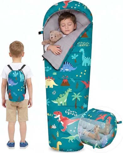 Basumee Toddler Kids Camping Sleeping Bag Warm & Cool Weather 3 Season | Sleeping Bag for Kids Boys Girls with Storage Bag, Water Resistant & Lightweight, Machine Wash, for Camping, Travel or Indoor in Saudi Arabia